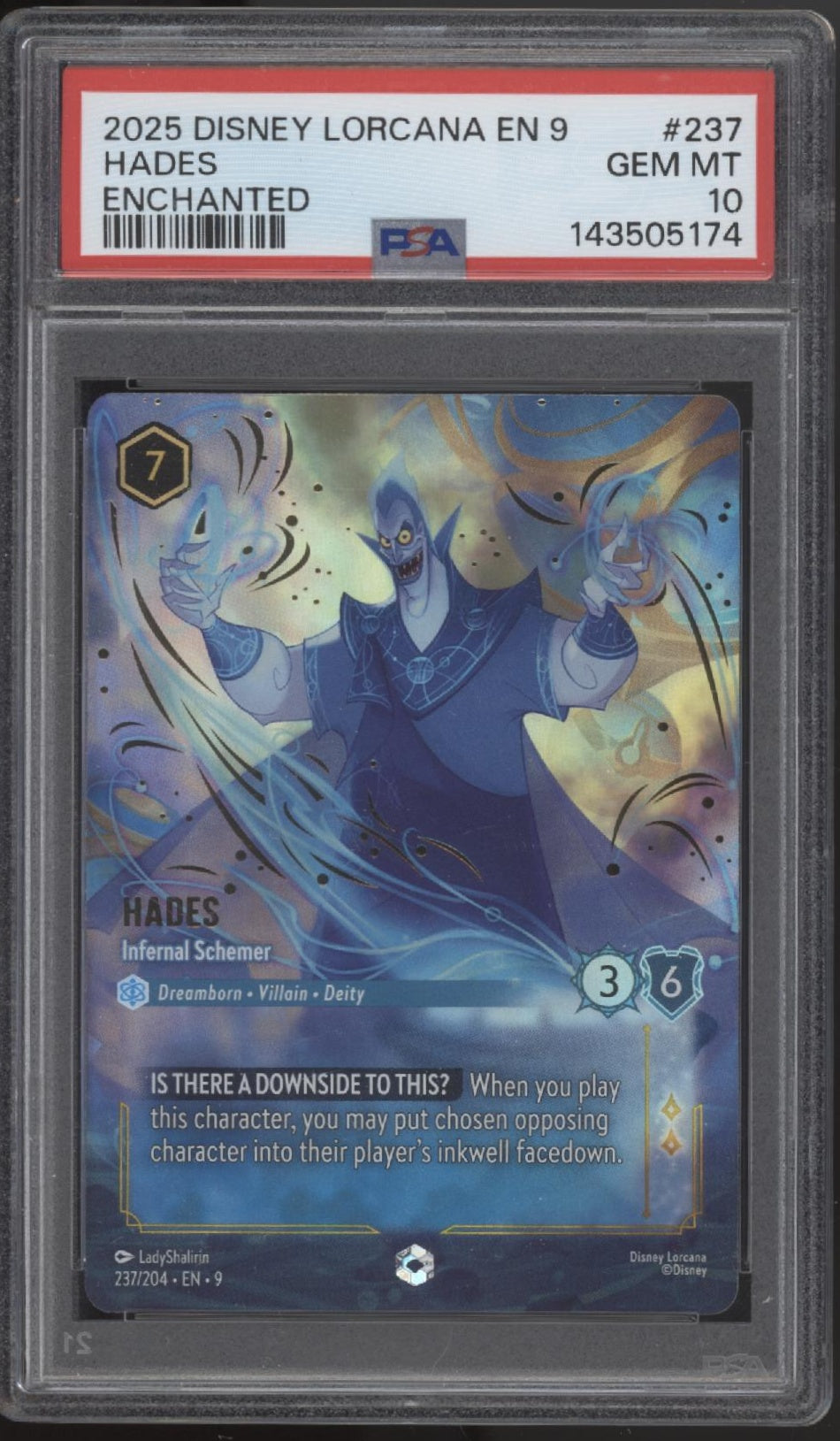 Hades Infernal Schemer Disney Lorcana Fabled Enchanted #237 PSA 10
