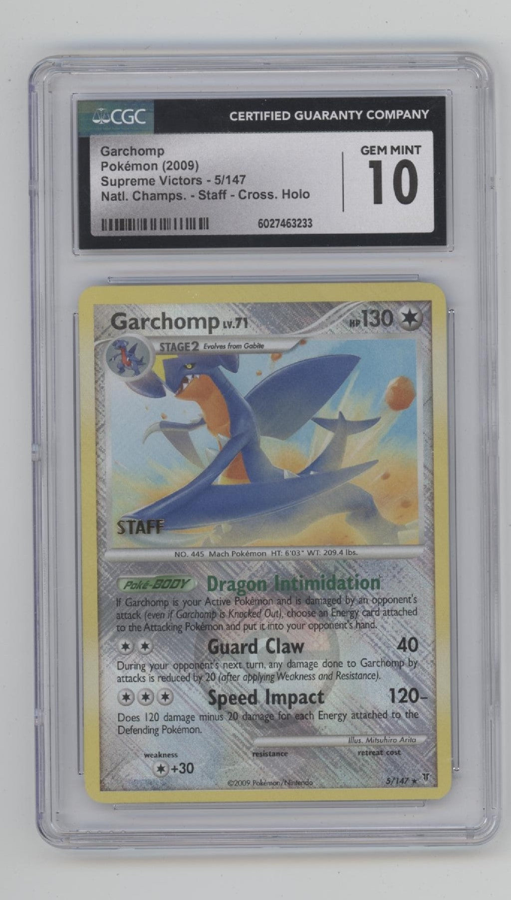 Garchomp Pokemon Supreme Victors Cross Hatch National Champions Staff CGC 10