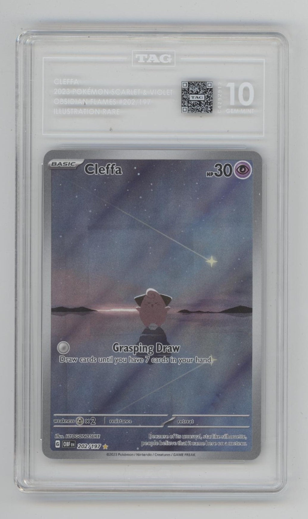 Cleffa Pokemon Obsidian Flames Illustration Rare #202 TAG 10