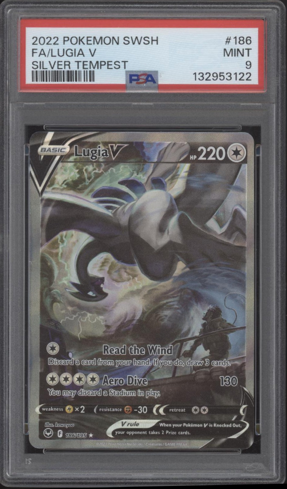 Lugia V Pokemon Silver Tempest Full Art #186 PSA 9