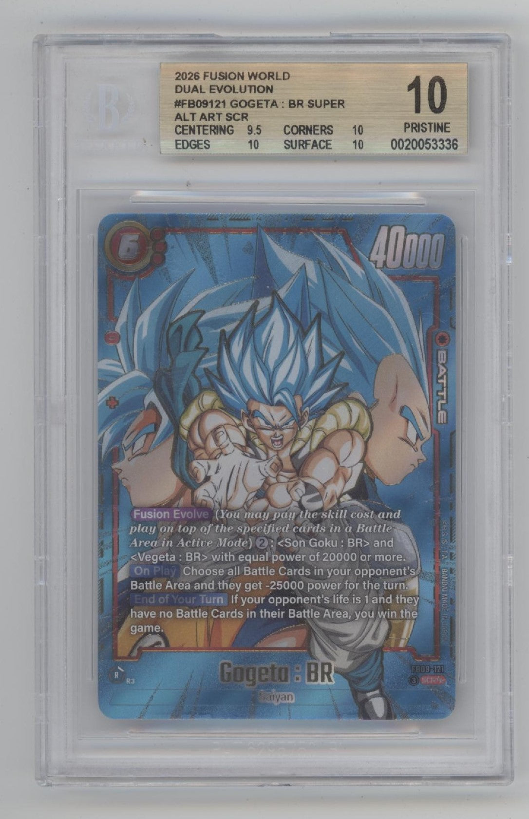 Gogeto BR Dragon Ball Super Dual Evolution Alt Art Beckett 10 Pristine