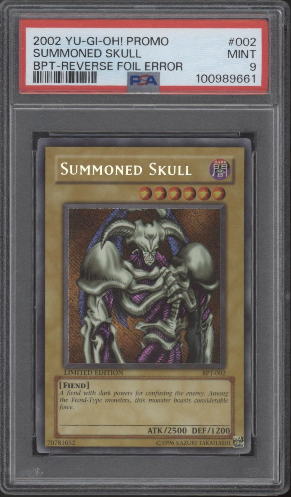 Summoned Skull Pokemon BPT Reverse Foil Error Promo #002 PSA 9