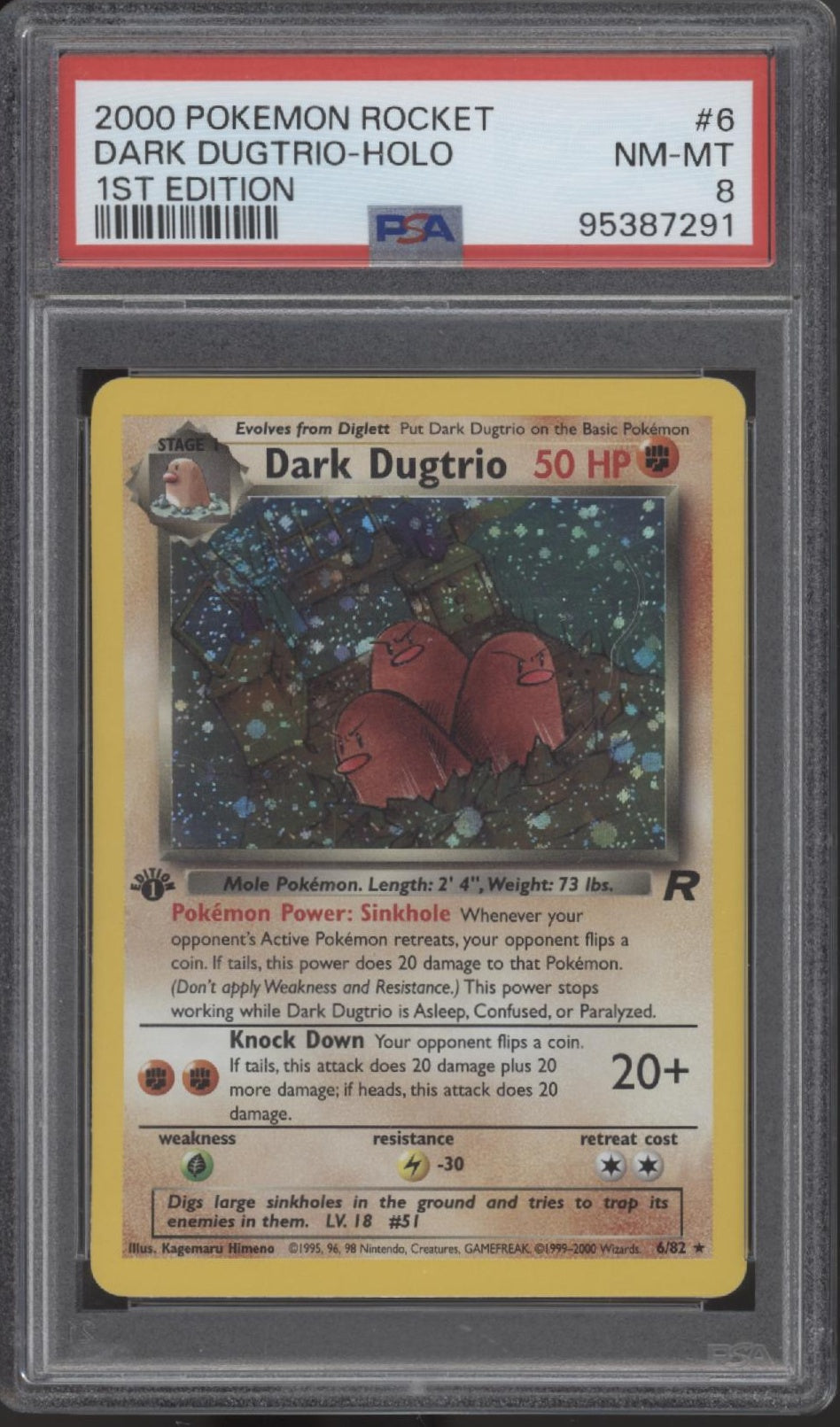 Dark Dugtrio Pokemon Team Rocket Holo 1st Edition #6 PSA 8