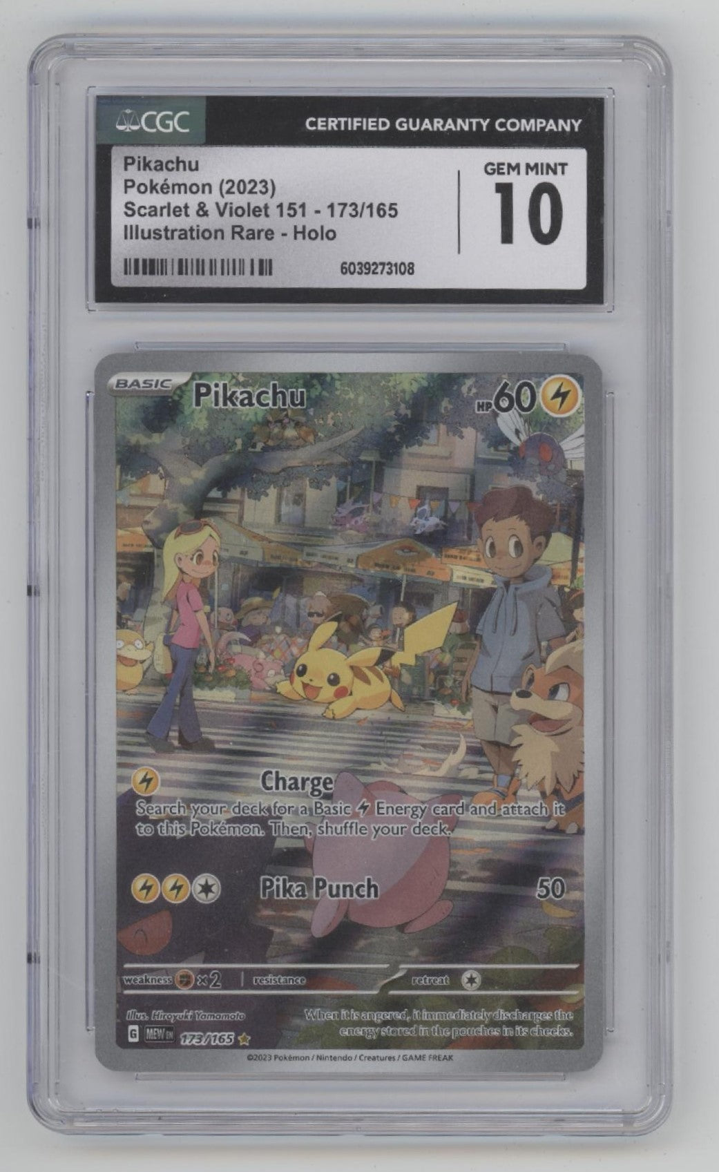 Pikachu Pokemon 151 Illustration Rare Holo #173 CGC 10