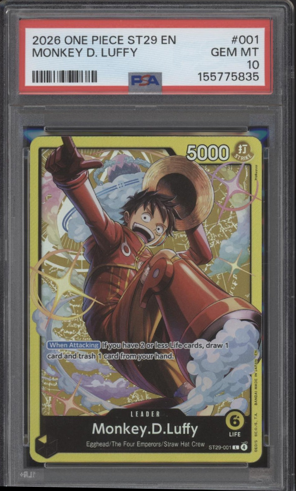 Monkey D Luffy One Piece Card Game ST29 #001 PSA 10 #1