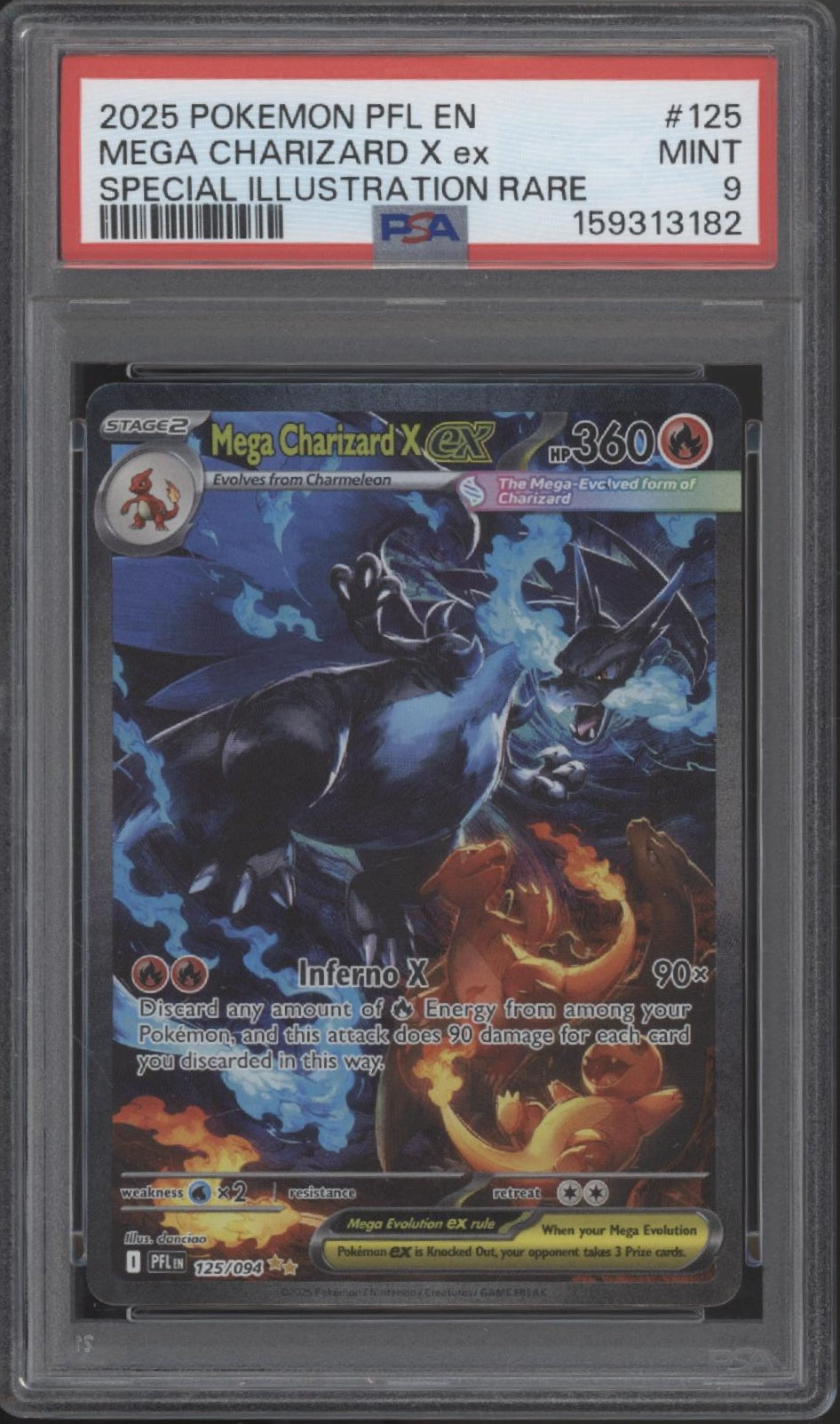Mega Charizard X ex Pokemon Phantasmal Flames Special Illustration Rare PSA 9