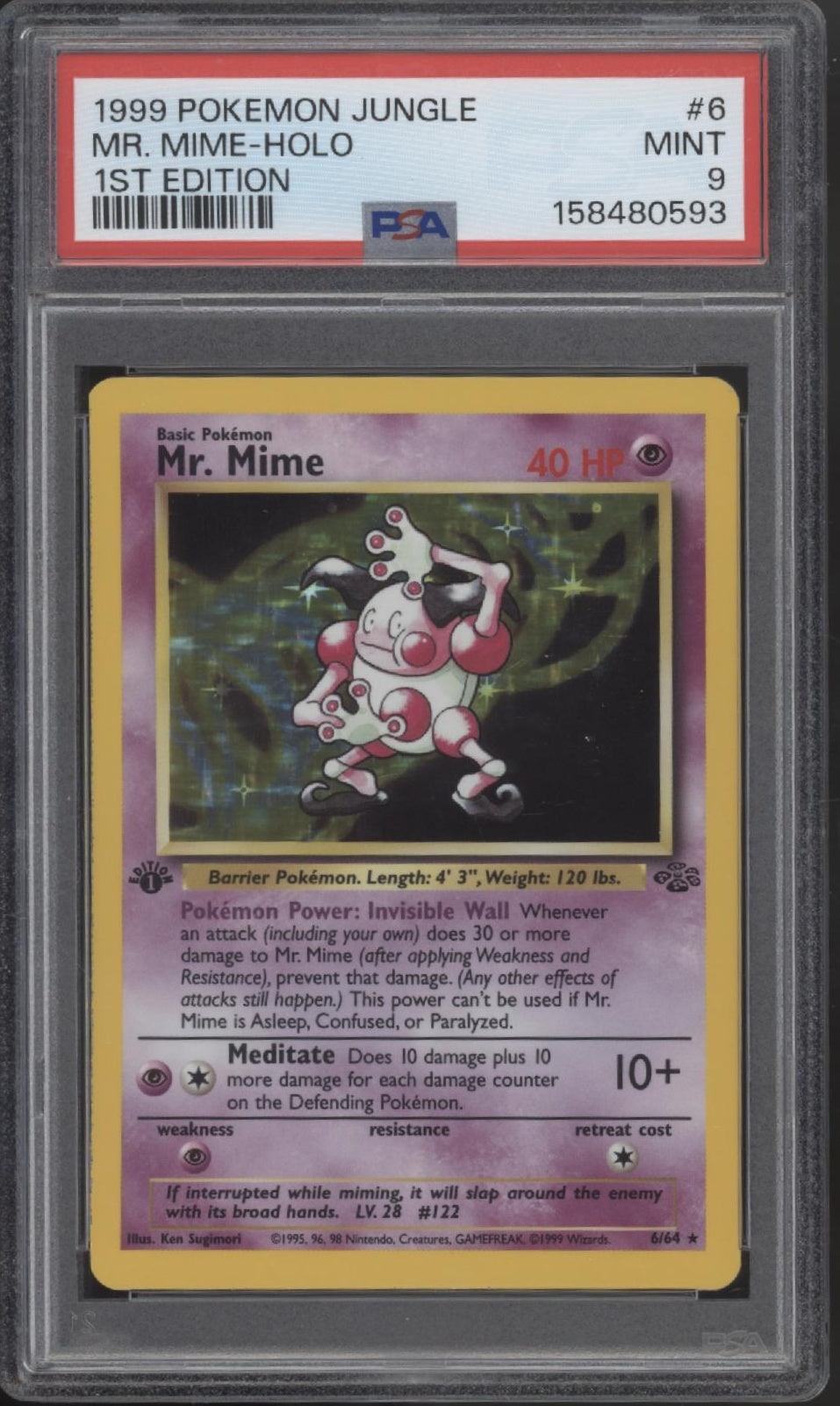 Mr. Mime Pokemon Jungle Holo 1st Edition #6 PSA 9