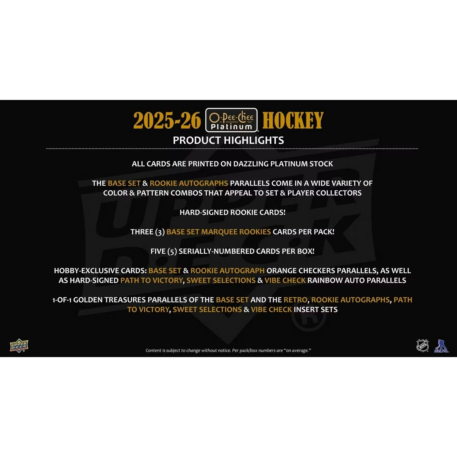 2025-26 Upper Deck O-Pee-Chee Platinum Hockey Hobby Box *Contact Us To Order*