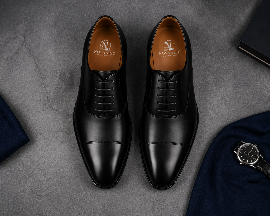 Novaaric Classic Black Oxford Dress Shoes