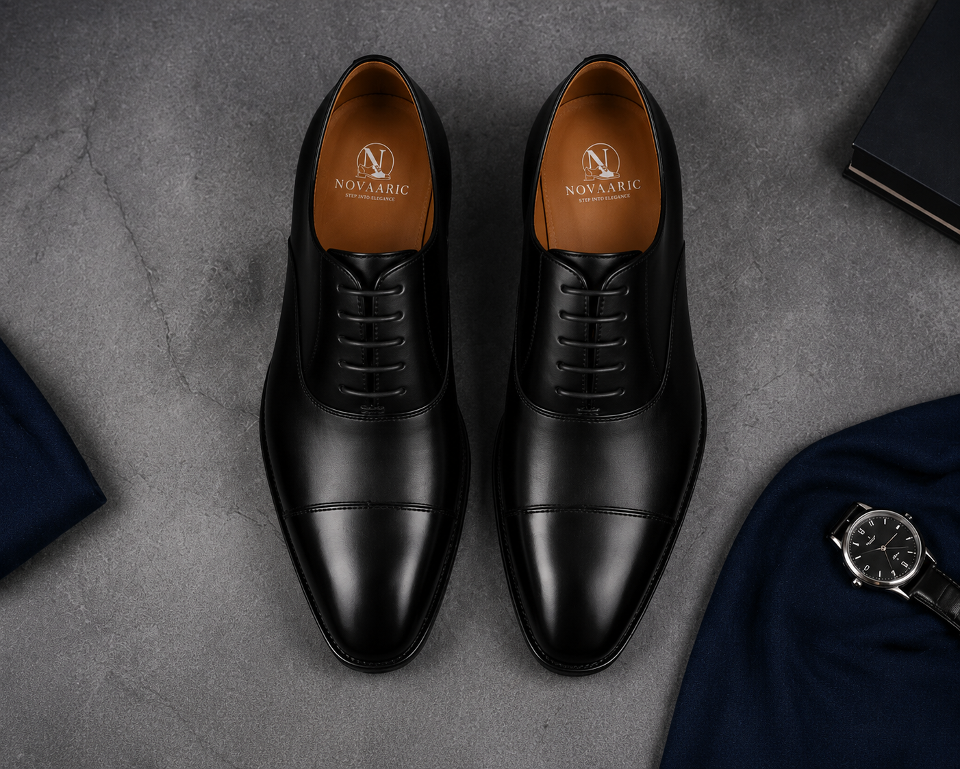 Novaaric Classic Black Oxford Dress Shoes