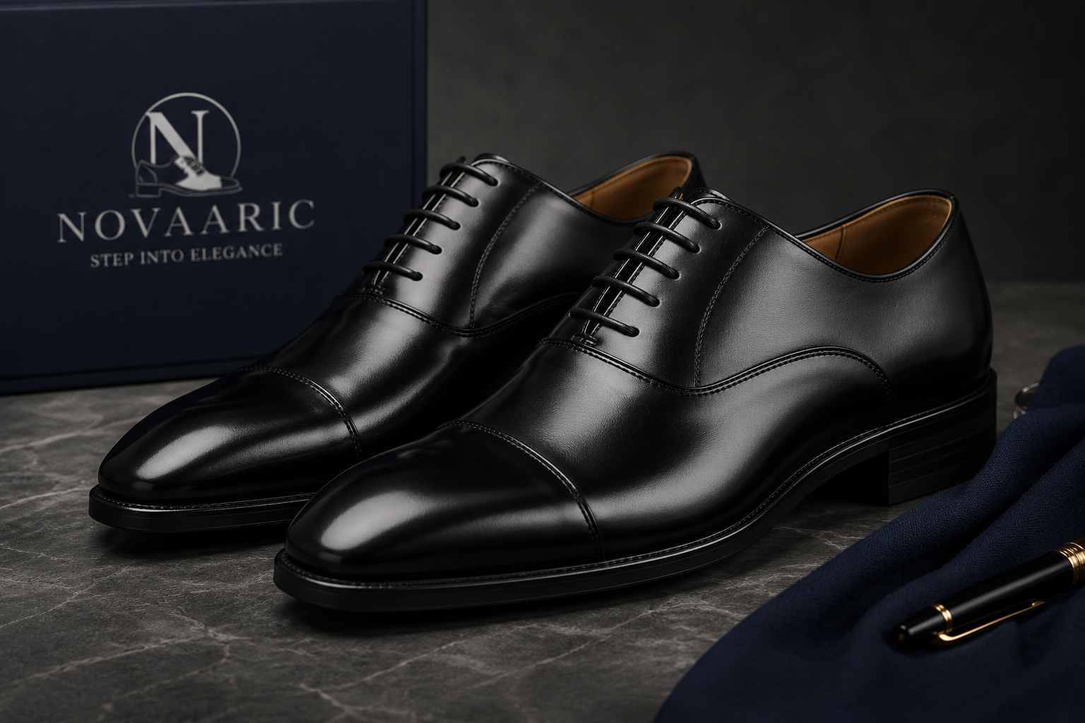 Novaaric Classic Black Oxford Dress Shoes