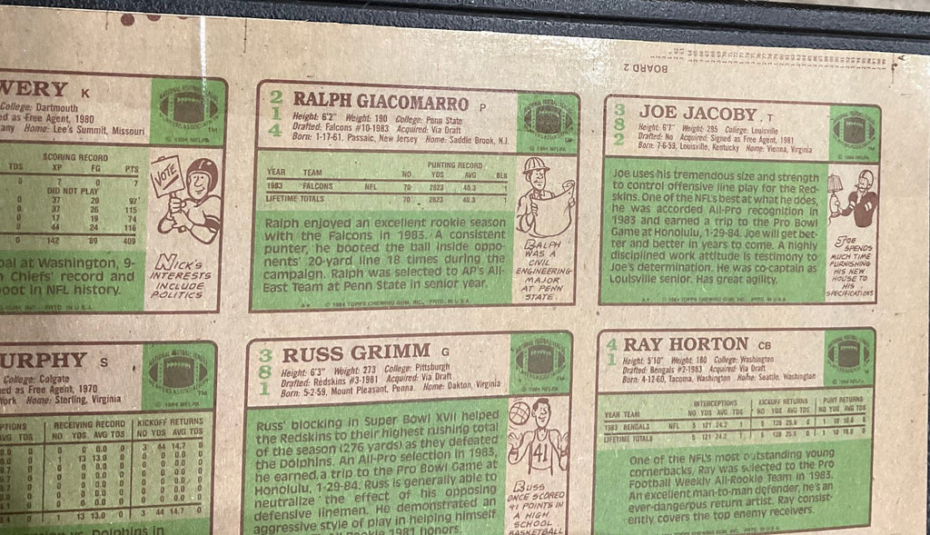 1984 Topps Football Full Set Uncut Sheets *See All Photos & Description*