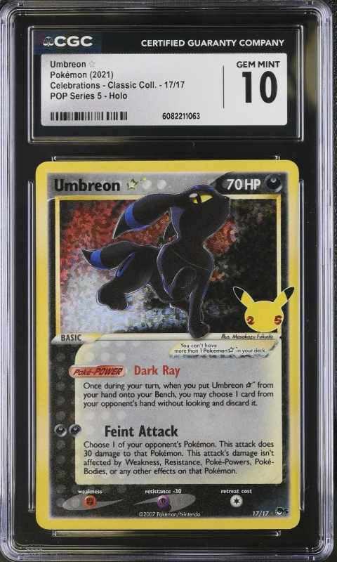 CGC 10 Gold Star Umbreon 17/17 Celebrations Classic Collection Pokemon Gem Mint