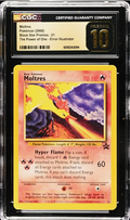 Pokemon: The Movie Legendary Birds Promo - Moltres #21 - The Power of One - Error Illustrator - WOTC Black Star PROMO Pokemon Card (CGC Graded 10 PRISTINE)