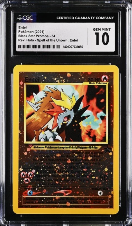Pokemon TCG: Entei 34/53 WOTC Promo Reverse Holo (CGC Graded 10 GEM MINT)