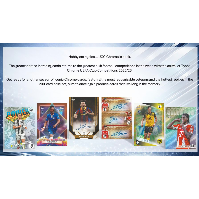 2025/26 Topps Chrome UEFA Club Competitions Soccer Delight Box