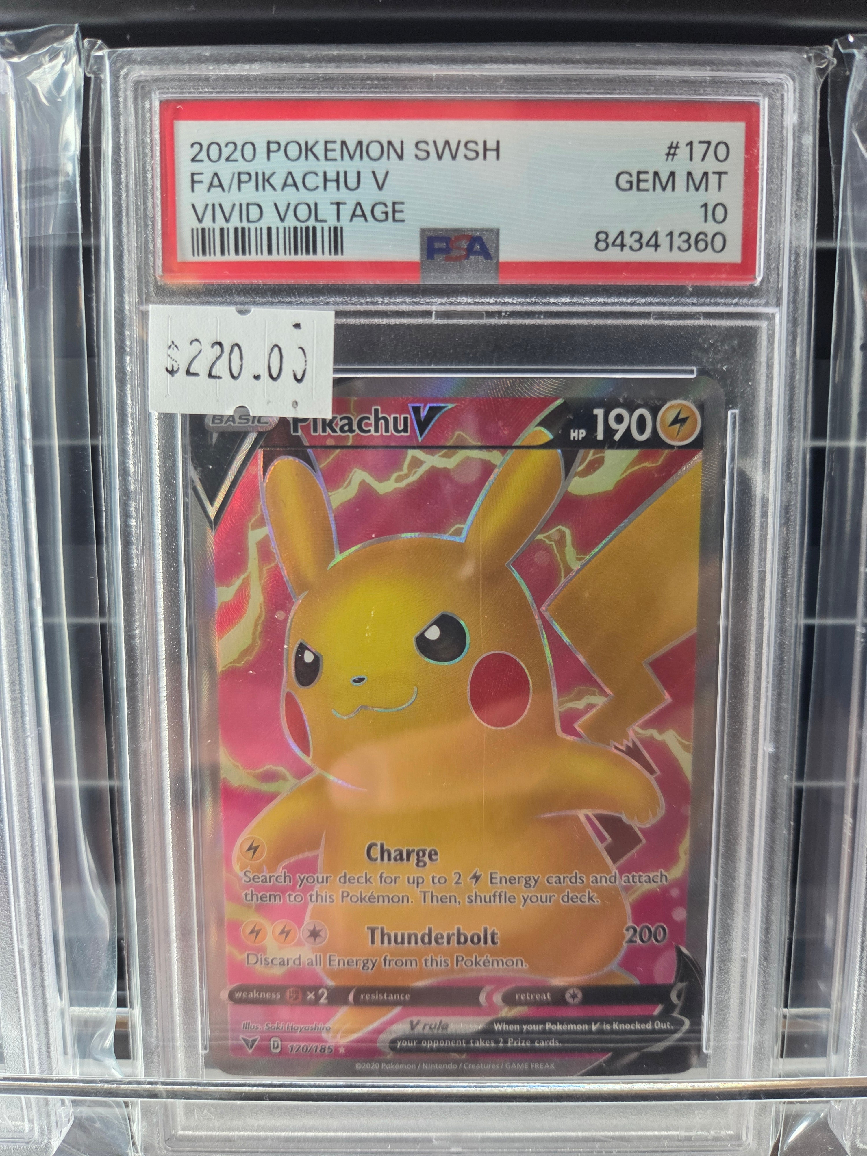 2020 POKEMON SWORD & SHIELD VIVID VOLTAGE #170 FA/PIKACHU V VIVID VOLTAGE psa 10