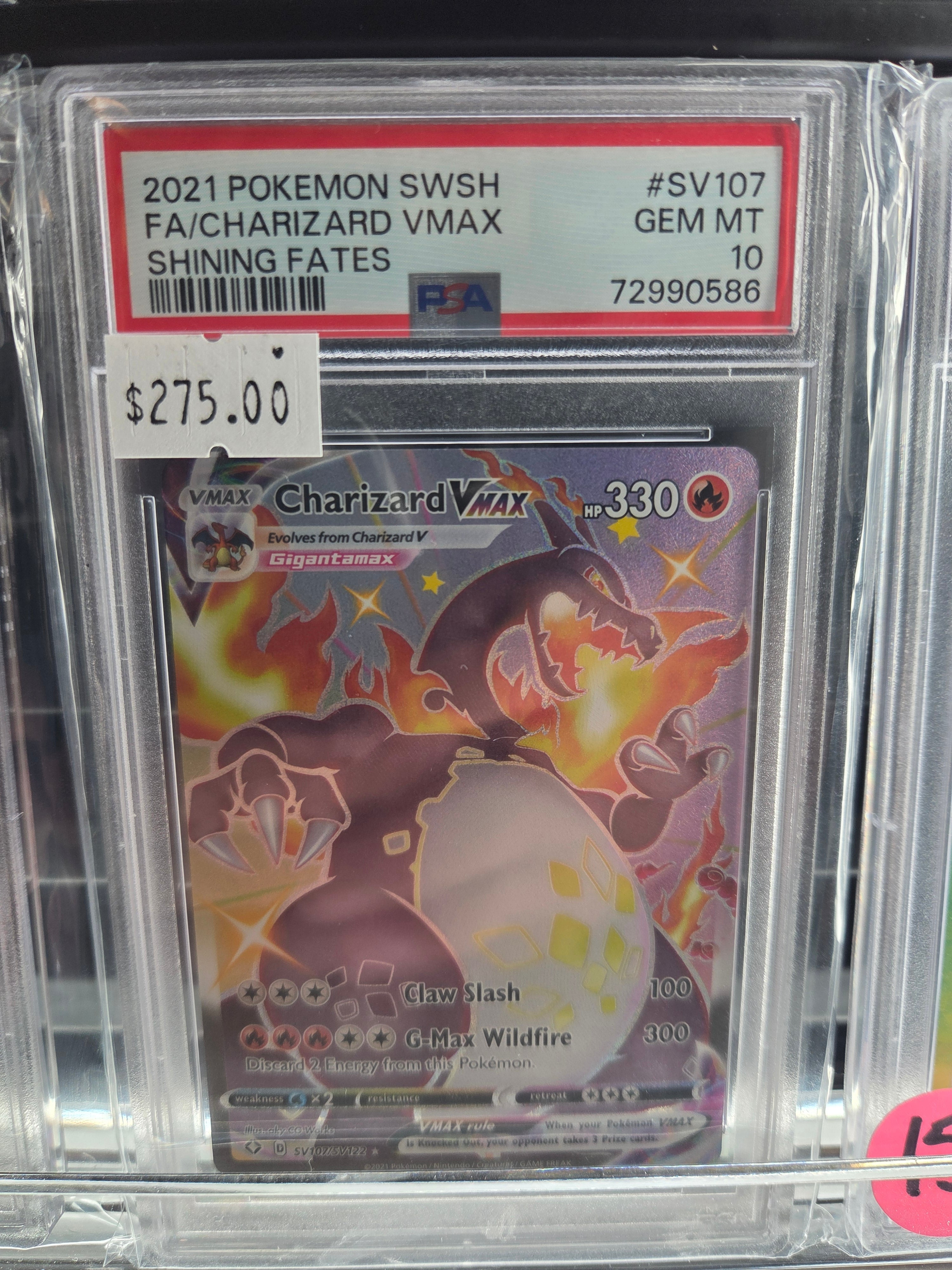 2021 POKEMON SWORD & SHIELD SHINING FATES #SV107 FA/CHARIZARD VMAX SHINING FATES psa 10