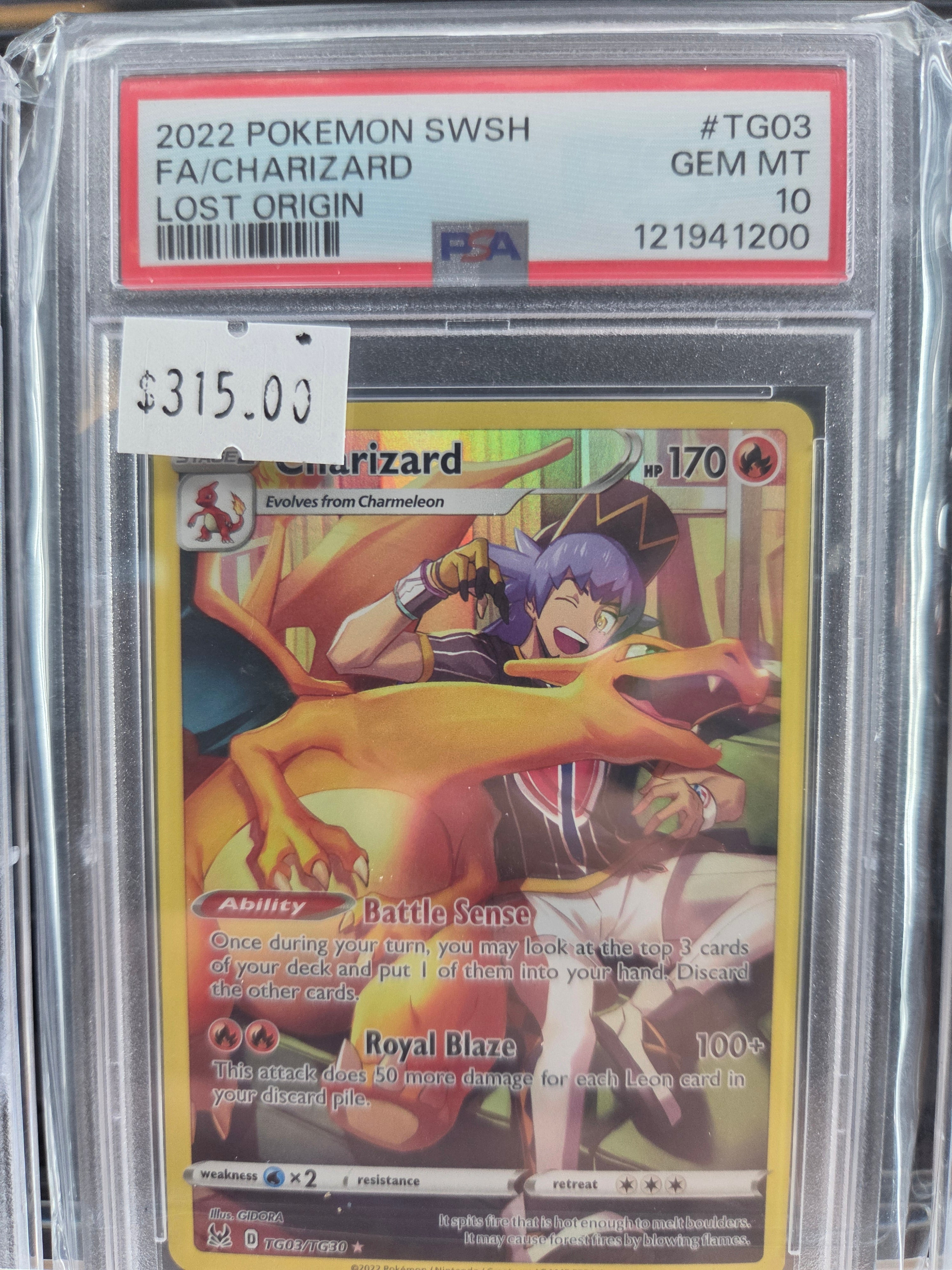 2022 POKEMON SWORD & SHIELD LOST ORIGIN #TG03 FA/CHARIZARD LOST ORIGIN psa 10